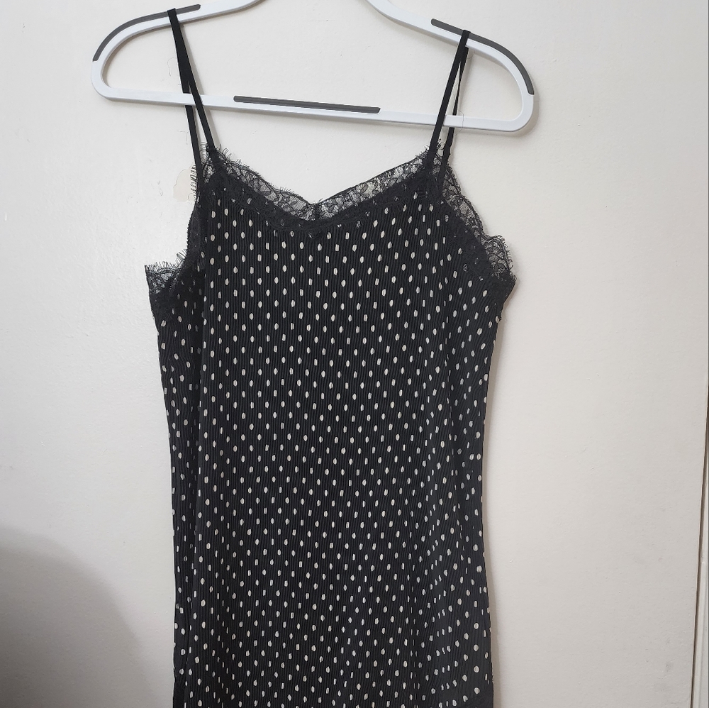 Free People Margot 2fer Slip Dress Polka Dot Lace Hem Floral Sz 0 fits like medi